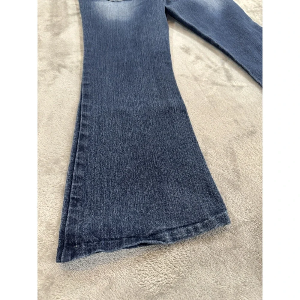 lei Jeans Juniors 7 L24 Blue Sophia Hipster Flare Stretch Denim Flap Pockets‎